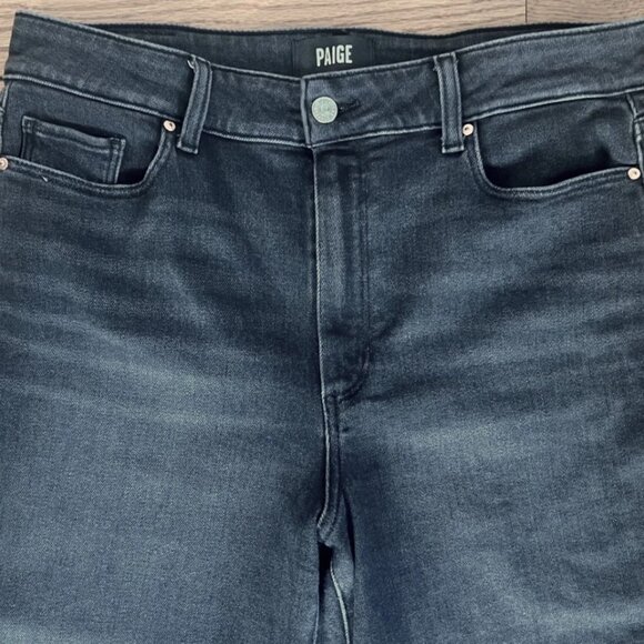 Paige Anessa High Rise Wilde Leg Crop Jeans Raw Frayed Hems Black Lotus 31 EUC! - Picture 5 of 10